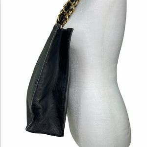 Chanel shopping bag black and gold